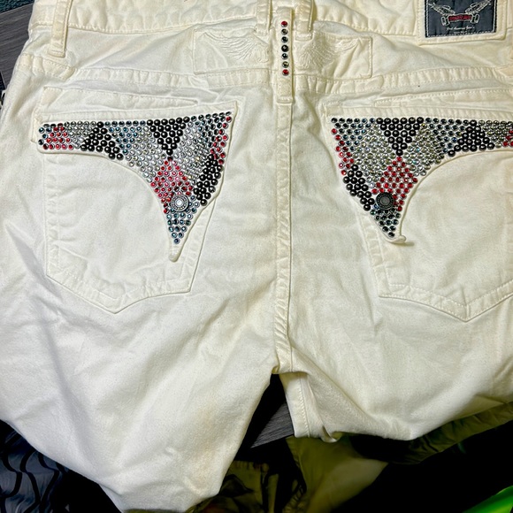 Robin's Jean Jeans Robins Jeans White With Black Red And Gray Stones Poshmark